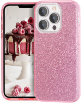 Луксозен силиконов гръб ТПУ с брокат за Apple iPhone 13 Pro Max розов 